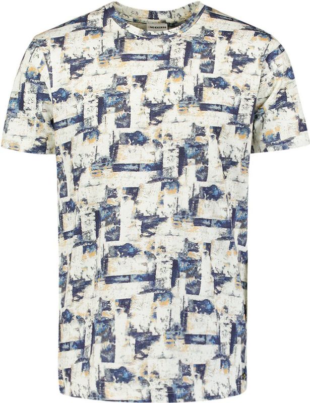 No Excess T-Shirt Crewneck Allover Printed - Blauw