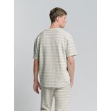 No Excess - Shirt - Lichtbeige Donkerbeige Blauw Natuurwit - Gestreept - Kwartmouw