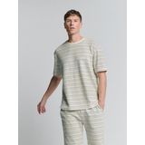 No Excess - Shirt - Lichtbeige Donkerbeige Blauw Natuurwit - Gestreept - Kwartmouw