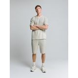 No Excess - Shirt - Lichtbeige Donkerbeige Blauw Natuurwit - Gestreept - Kwartmouw