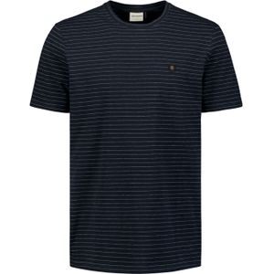 No Excess - T-shirt - Deep Blue - Crewneck - Small Pin Stripe