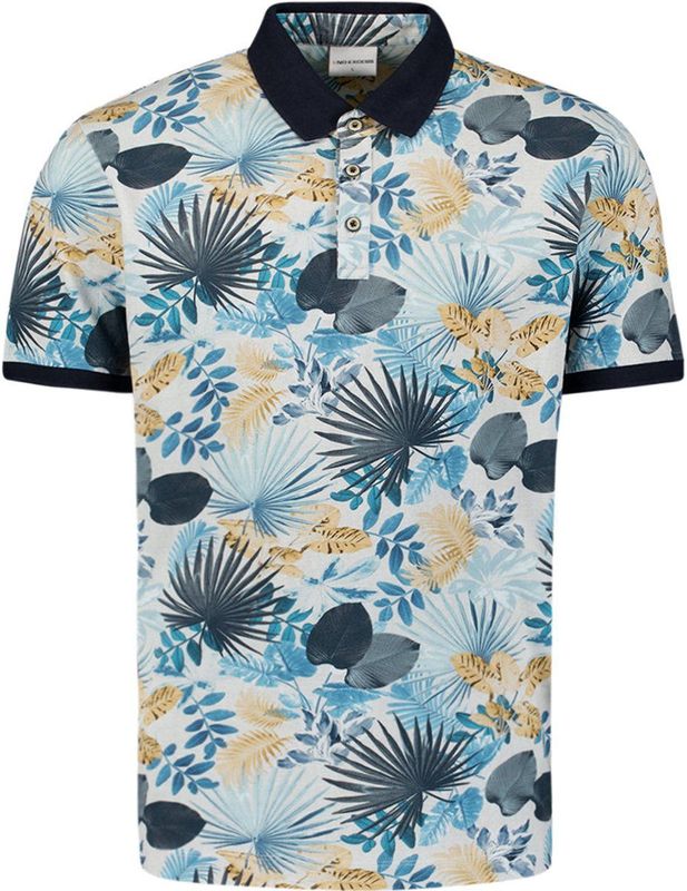 No Excess - Polo Pique Allover Printed - Blauw - Katoen