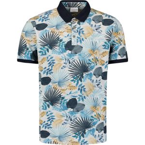 No Excess - Polo Pique Allover Printed - Blauw - Katoen