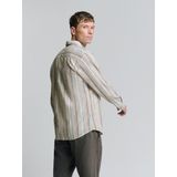 Linnen Blend Shirt - Multicolored Slub Stripes - T-shirt