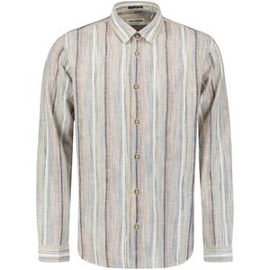 Linnen Blend Shirt - Multicolored Slub Stripes - T-shirt