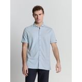 No Excess Heren Overhemd - Blauw - Korte Mouwen - Jersey