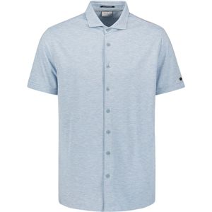 No Excess Heren Overhemd - Blauw - Korte Mouwen - Jersey