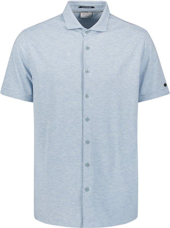 No Excess Heren Overhemd - Blauw - Korte Mouwen - Jersey