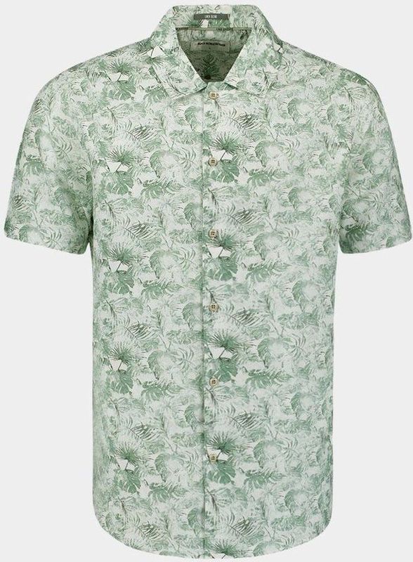 No Excess Linnen Overhemd groen, Bedrukt
