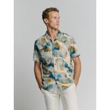 No Excess - Shirt Short Sleeve Revers Collar - Blauw - Overhemd