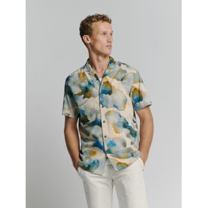 No Excess - Shirt Short Sleeve Revers Collar - Blauw - Overhemd