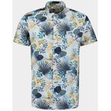 No Excess - Casual Overhemd - Blauw - Katoen/Linnen - Korte Mouwen