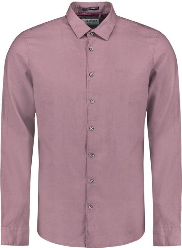 No Excess - Shirt Solid With Linen - Mauve - Langemouw Overhemd