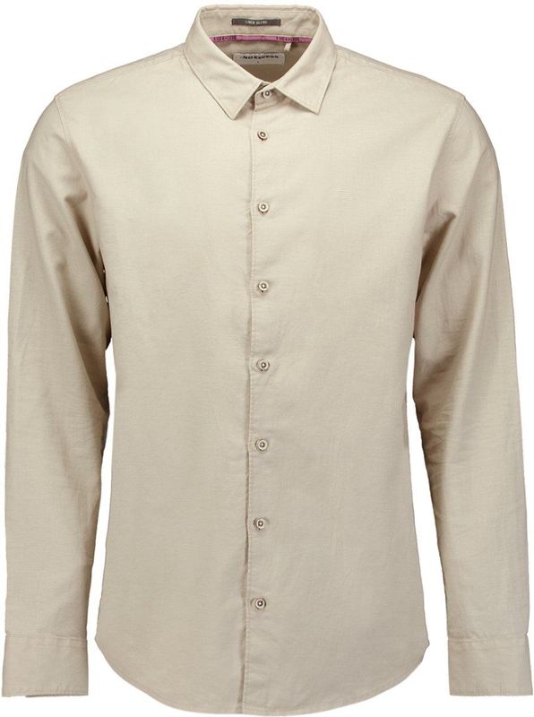 No Excess - Overhemd - Beige - Linnen en Katoen - Regular-fit