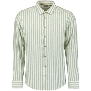 No Excess - Vertical Big Stripes - Overhemd - Groen - Katoen/Linnen