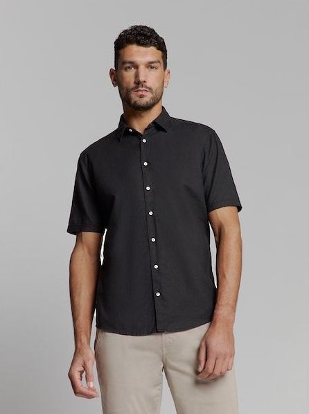 No Excess - Overhemd - Zwart - Korte Mouwen - Regular Fit