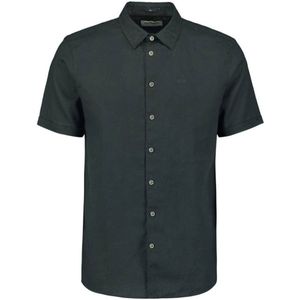 No Excess Shirt short sleeve solid with linen dark steel