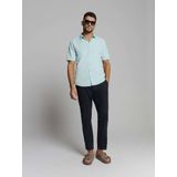 No Excess - Overhemd - Licht Blauw - Korte Mouwen - Linnen en Katoen