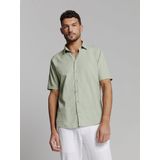 No Excess - Casual Overhemd - Lichtgroen - Korte Mouwen - Regular Pasvorm
