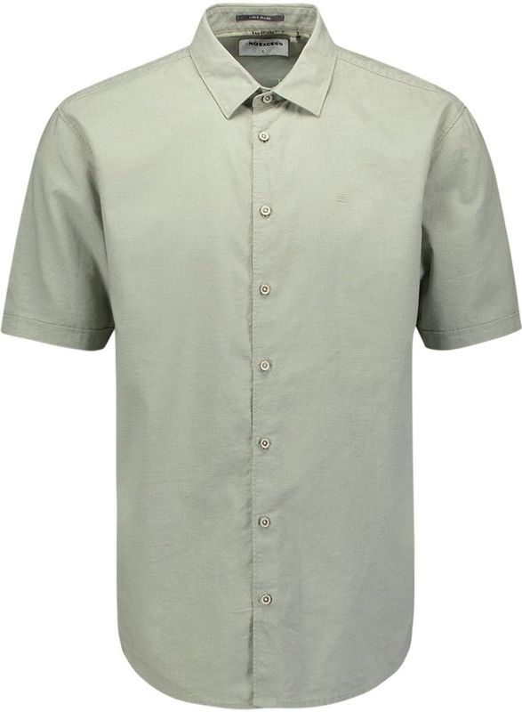 No Excess - Casual Overhemd - Lichtgroen - Korte Mouwen - Regular Pasvorm