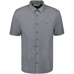 No Excess - Overhemd - Blauw - Korte Mouwen - Kent Kraag - Logo op de Borst