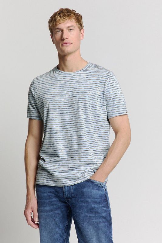 T-shirt - Multicoloured Melange Stripe - Katoenmix
