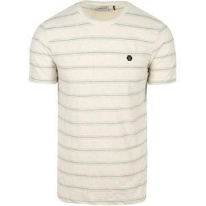 No-Excess T-Shirt Crewneck Jacquard Stripes Ecru - Größe M