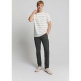 No Excess - Shirt - Ecru/Lichtgroen - Gestreept - Kwartmouw