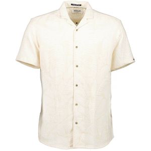 No Excess - Kortemouw Overhemd - Ecru - Katoen-Linnen Mix