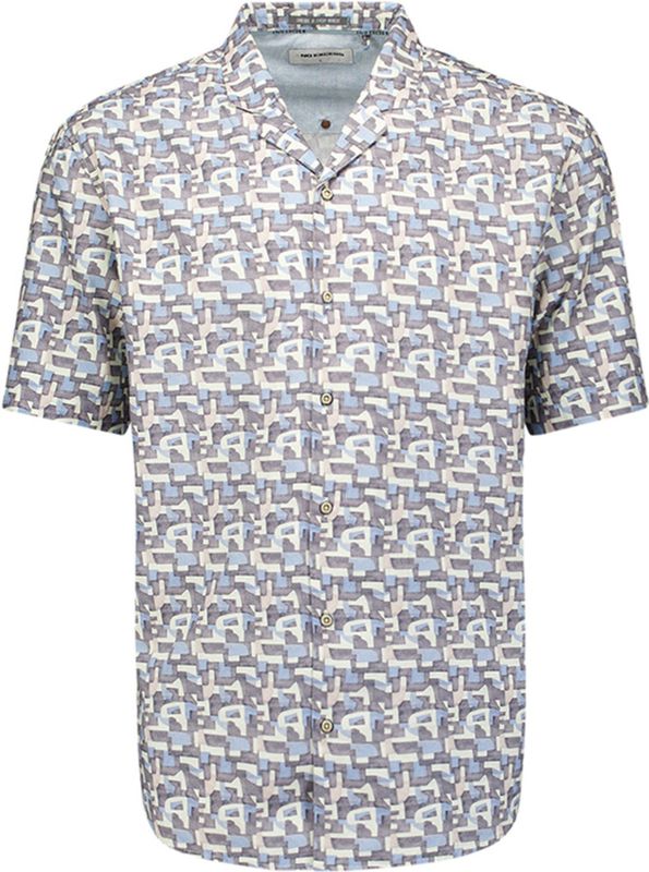 No Excess - Shirt - Donker Staal - Korte Mouwen - Allover Print