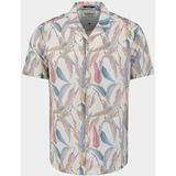 No Excess Linnen Overhemd zand, Bedrukt