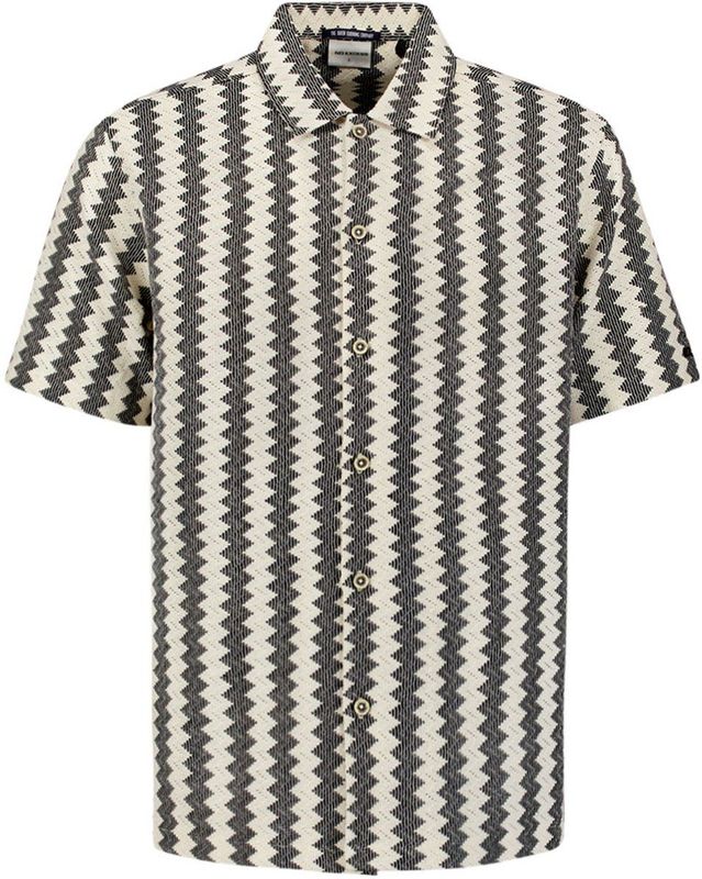 Shirt - Jacquard - Korte Mouwen - Zigzagpatroon