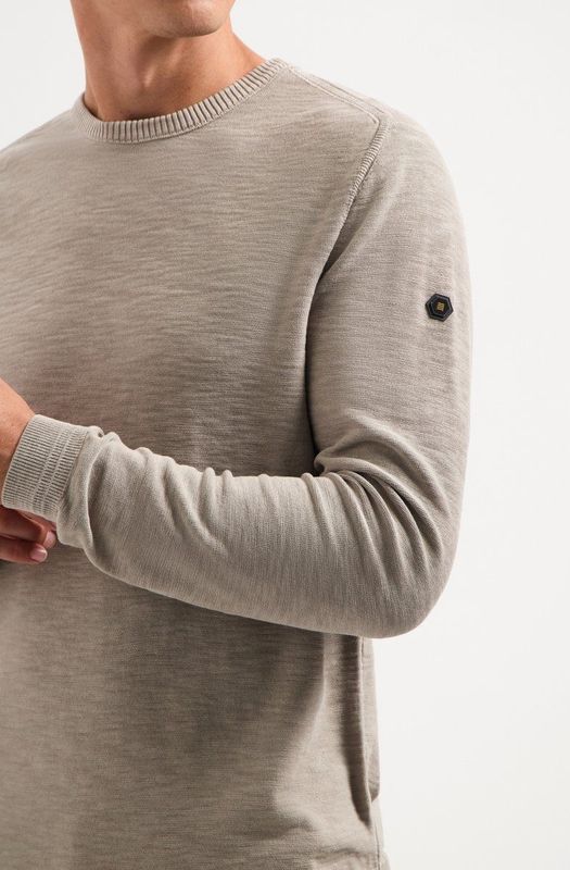 No Excess - Trui - Donkerbeige - Knitwear - Ronde Hals - Lange Mouw