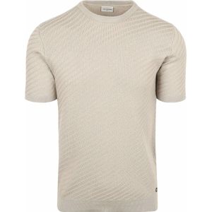 No-Excess - Knitted T-Shirt - Beige - Regular-fit - Katoen en Polyester