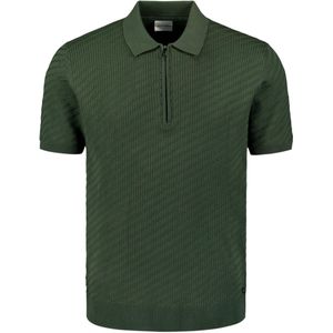 No Excess - Pullover Short Sleeve Polo Zip - Donkergroen - Poloshirt