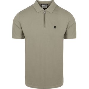 No Excess - Polo Zip Pique - Olijf - Katoen/Elastaan