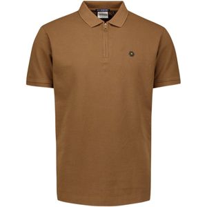No Excess - Polo Zip Pique Garment Dyed - Camel - Katoenmix