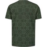 Usha - Jurk - Groen - Effen - Pofmouwen - V-hals - Snoersluiting - Korte Lengte