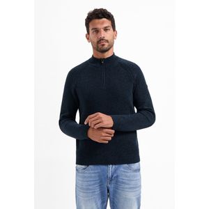 No Excess - Pullover - Donkerblauw Melange - Chenille - Half Zip