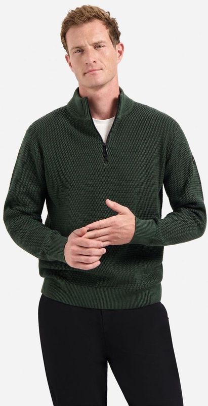 Usha - Jurk - Groen - Effen - Pofmouwen - V-hals - Snoersluiting - Korte Lengte