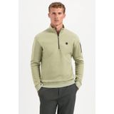 No Excess - Sweater - Groen - Regular Fit - Korte Rits - Opstaande Kraag