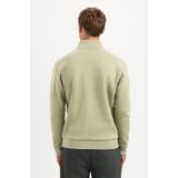 No Excess - Sweater - Groen - Regular Fit - Korte Rits - Opstaande Kraag