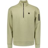 No Excess - Sweater - Groen - Regular Fit - Korte Rits - Opstaande Kraag