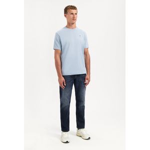 No Excess - Shirt - Pastelblauw - Jersey - Ronde Hals - Kwartmouw