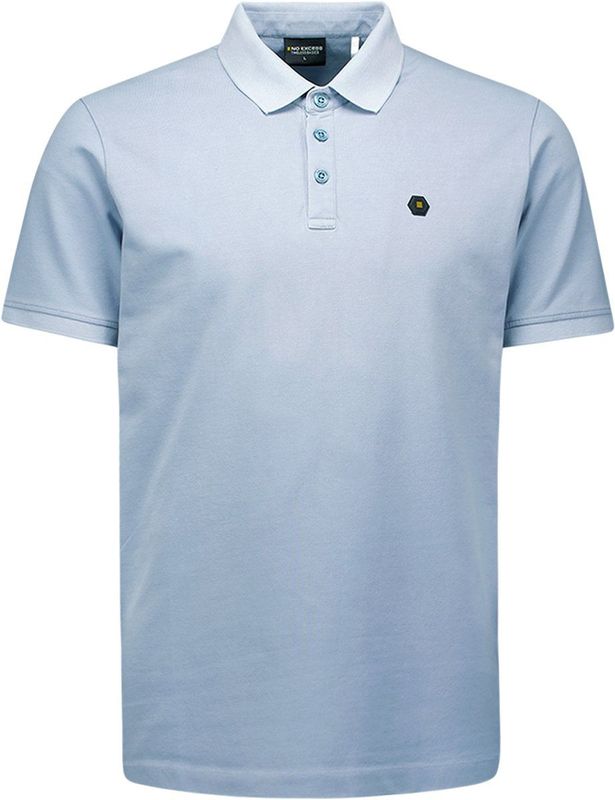 No Excess - Poloshirt - Lichtblauw - Katoen - Knoopsluiting - Kwartmouw
