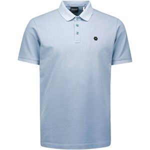 No Excess - Shirt - Lichtblauw - Katoen - Polokraag - Kwartmouw