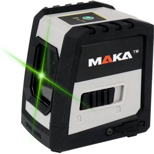 MAKA Groene Kruislijnlaser - USB-C oplaadbaar - 0,3 mm/m - 4° zelfnivellerende lijnlaser - 30M werkbereik- IP54 stof- en waterbescherming - Magnetische ophanging - Groene laser