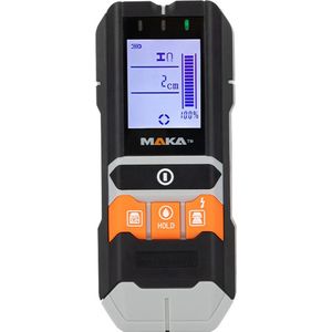 MAKA 5-in-1 Leidingzoeker en vochtmeter - Multifunctionele wandscanner detector voor hout/metaal/wisselstroomdraad met hoorbare waarschuwing - Vochtdetectie in hout/bouw