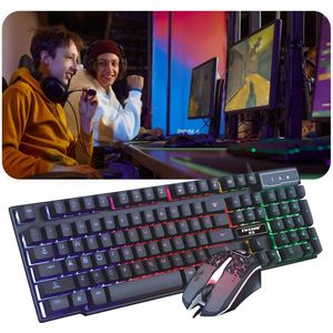 Voltano Mechanisch Gaming Keyboard Met Verlichting - QWERTY - Toetsenbord en Muis Set - Zwart