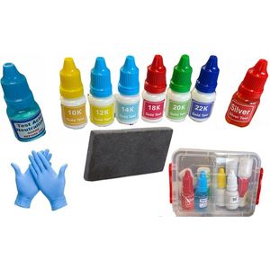 Toetswater Goud & Zilver 10 K - 22K + Toetssteen en Schoonmaak neutralizer - Koningswater Goud tester + veiligheidsbril
